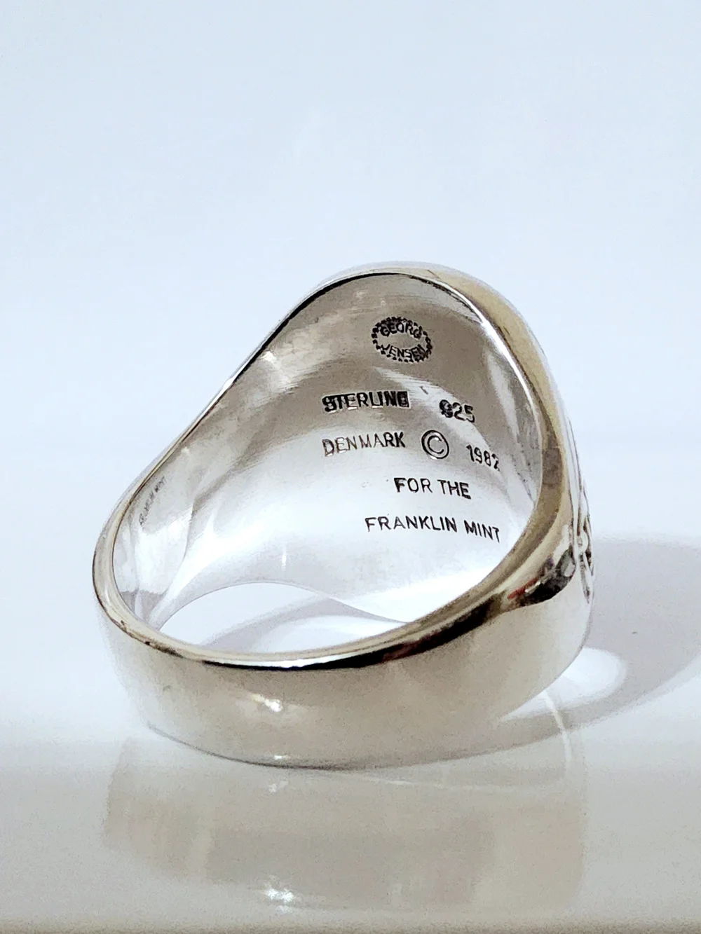 Vintage Georg Jensen Sterling Silver Eagle Signet Ring With Celtic Motif